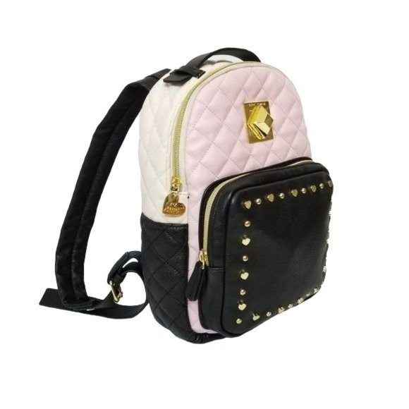 Betsey Johnson Quilted Mini Backpack in Pink and Black - Picture 7 of 9